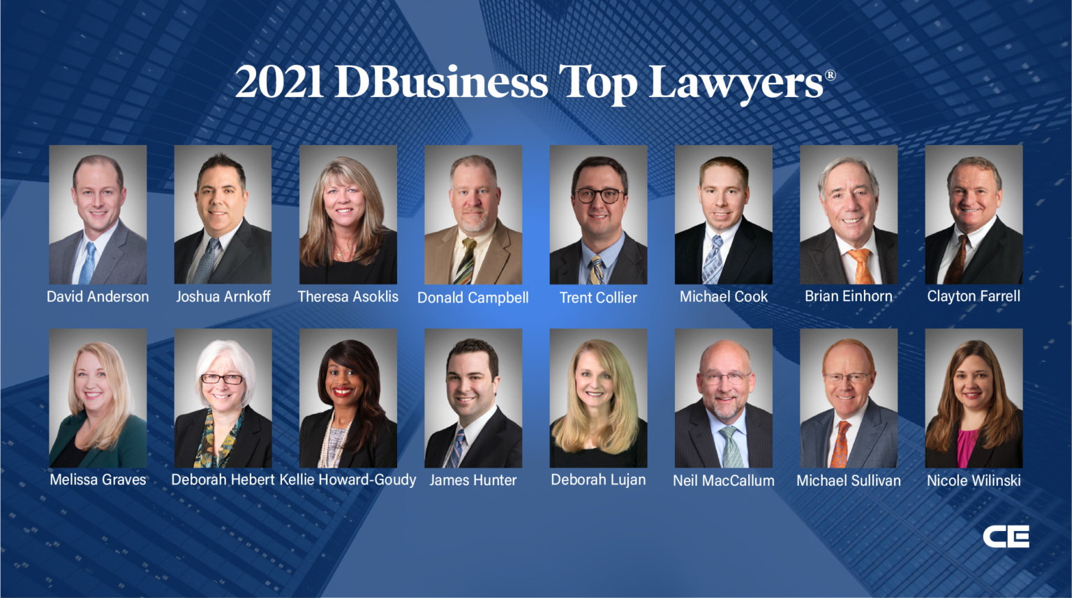Sixteen Attorneys Listed as 2021 “Top Lawyers” by DBusiness Collins
